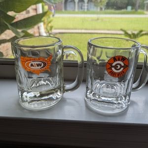 Vintage A&W Root beer Glass Cups